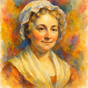 Radiant watercolor portrait of Abigail Adams