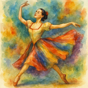 Watercolor of Agnes De Mille dancing
