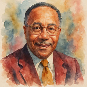 watercolor portrait of writer Alex Haley