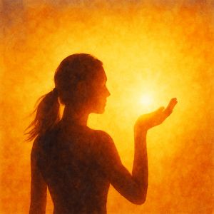 Watercolor-style heart with warm light and radiant color, symbolizing self-esteem and self-love