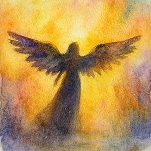 Watercolor of a gentle angelic light in radiant color
