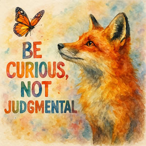 Be Curious, Not Judgmental watercolor artwork