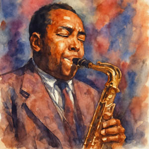 Watercolor of Charlie Parker