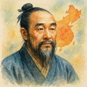 Portrait-style image associated with Chuang Tzu, Taoist sage of freedom and balance