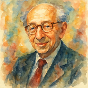 Watercolor portrait of Aaron Copland — American composer