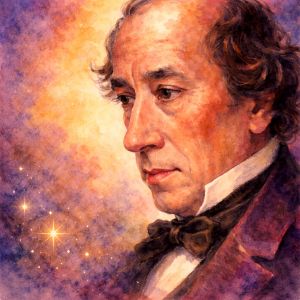 Watercolor portrait representing genius and imagination