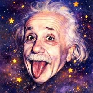 Watercolor portrait of Albert Einstein