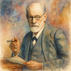 Sigmund Freud watercolor portrait