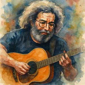 Jerry Garcia with guitar