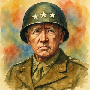 Watercolor portrait of George S. Patton