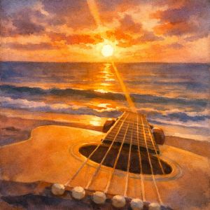 Classic image of a Martin-style acoustic guitar