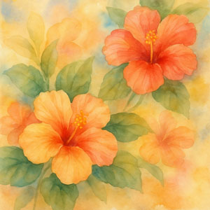 Square watercolor in Daily Celebrations style — flowing lines and soft blues/greens in gentle balance