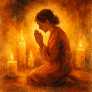 Watercolor portrait of prayer, peaceful and holy