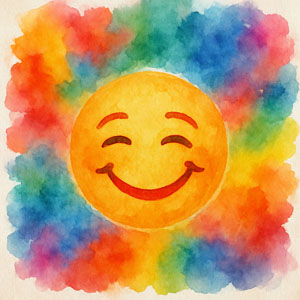 Square watercolor with playful, joyful color washes