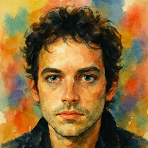 Watercolor portrait of Jakob Dylan — songwriter for The Wallflowers