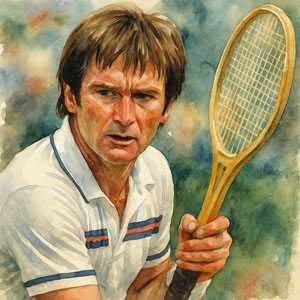 Watercolor portrait of Jimmy Connors