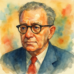 Watercolor portrait of bestselling author John Gunther