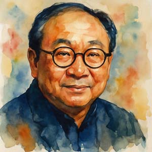 Watercolor portrait of John Woo