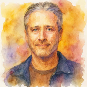 Watercolor portrait of Jon Stewart