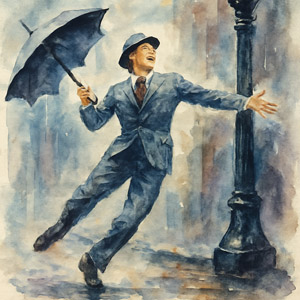 Gene Kelly Dancing with Joy and Singing in the Rain
