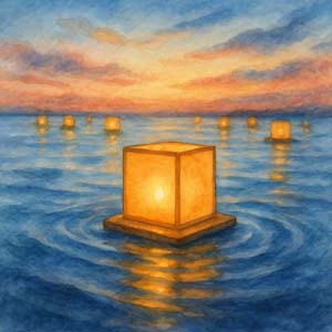 spirit of the Shinnyo Lantern Floating: deeply personal yet connected to something vast and shared.