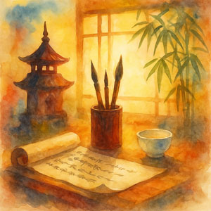 Lin Yutang — watercolor portrait