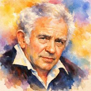 Radiant watercolor portrait inspired by a classic image of a writer, in the Daily Celebrations style