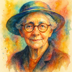 Watercolor portrait of Marianne Moore — modern American poet