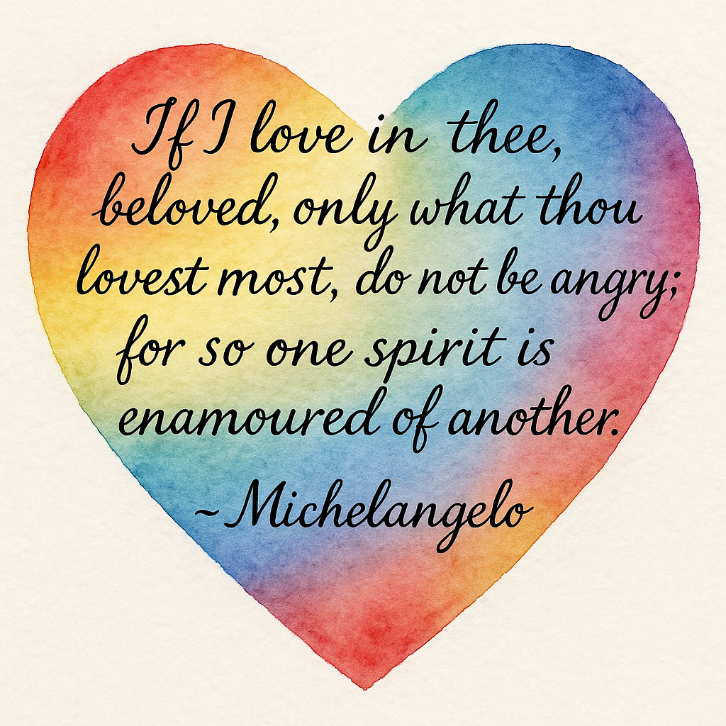 Watercolor heart with Michelangelo quote
