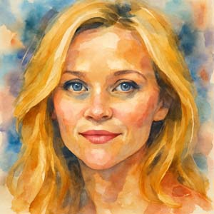 Watercolor portrait of Reese Witherspoon