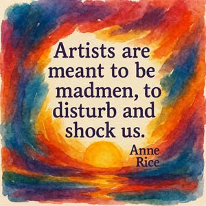 Artists are meant to be madmen, to disturb and shock us. Anne Rice