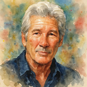 Watercolor portrait of Richard Gere