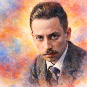 Watercolor portrait of Rainer Maria Rilke