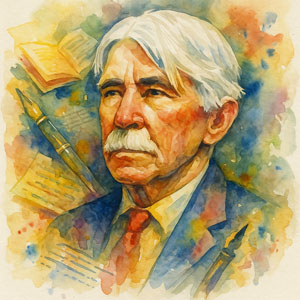 Poet Carl Sandburg watercolor portrait