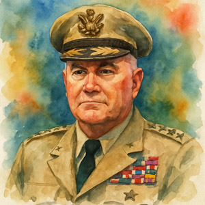 Watercolor of General H. Norman Schwarzkopf, heroism and honor