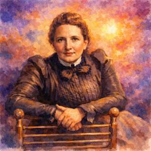 Watercolor portrait of Gertrude Stein, warm and contemplative
