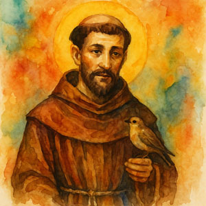 Saint Francis of Assisi watercolor portrait