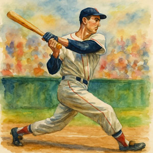 Watercolor portrait of Ted Williams