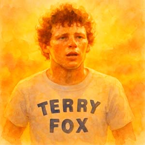 Terry Fox running during the Marathon of Hope