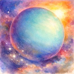Watercolor illustration of Uranus