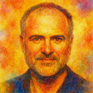 Gianni Versace watercolor portrait in the Daily Celebrations style