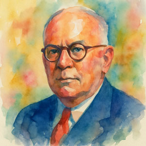 Watercolor portrait of Wallace Stevens