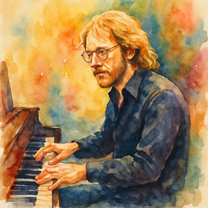 Warren Zevon on piano, wry smile and rock & roll energy