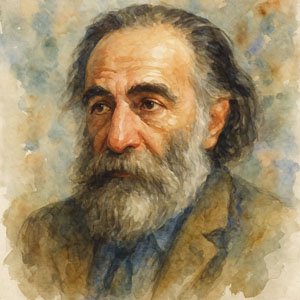 Watercolor portrait of William Saroyan