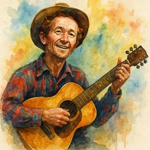 Woody Guthrie watercolor portrait